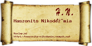 Haszonits Nikodémia névjegykártya